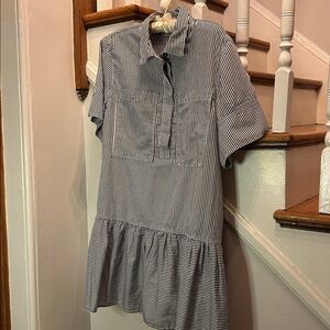 Simkhai Loose-Fitting Striped Black and White Japanese Style Dress